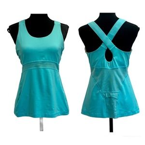 Lululemon blue cross back scoop neck tank top Sz 10